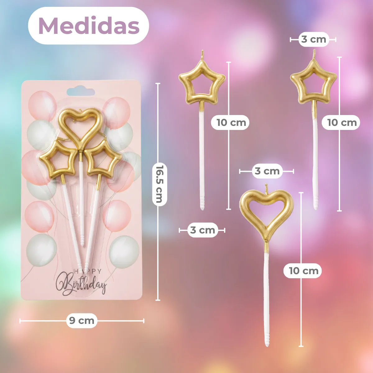 Velas decorativas de estrella y corazón calados, paquete de 3 piezas - Imagen 9