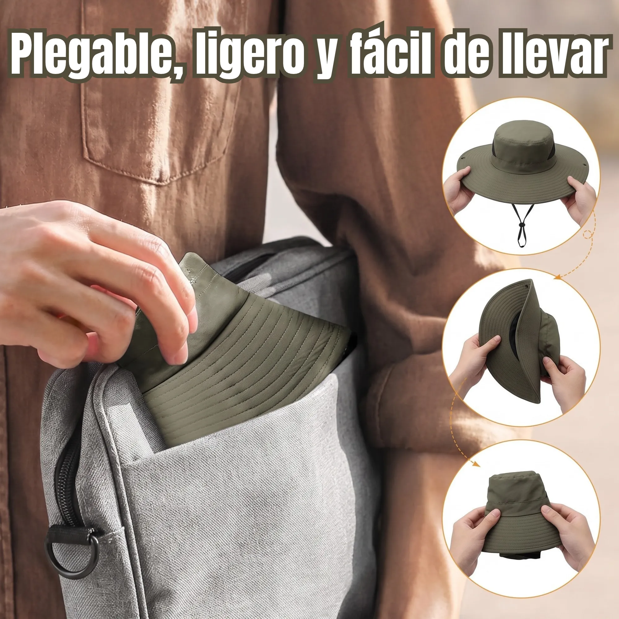 Sombrero para Sol Pesca Ala Ancha con Protección UV 50+ - Imagen 6