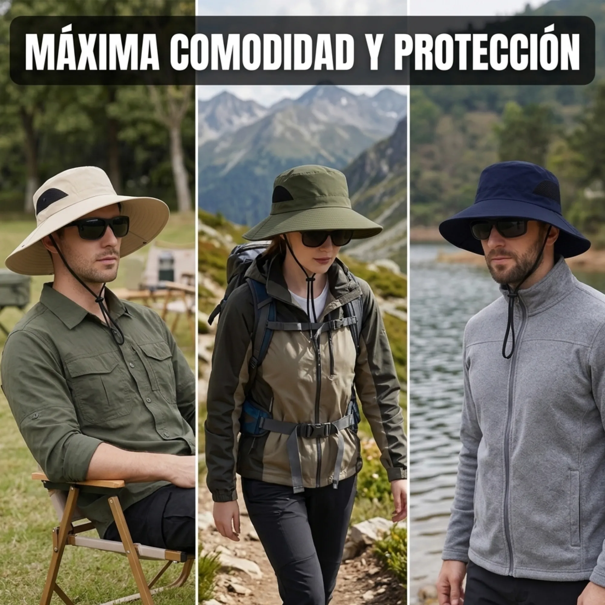Sombrero para Sol Pesca Ala Ancha con Protección UV 50+ - Imagen 9