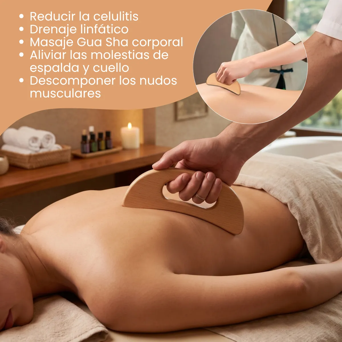 Raspador Masaje Corporal Gua Sha Masajeador Madera Piernas - Imagen 7