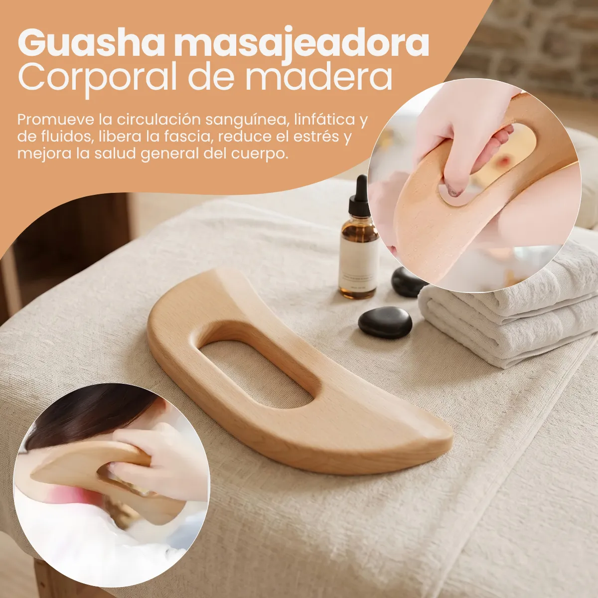 Raspador Masaje Corporal Gua Sha Masajeador Madera Piernas - Imagen 6