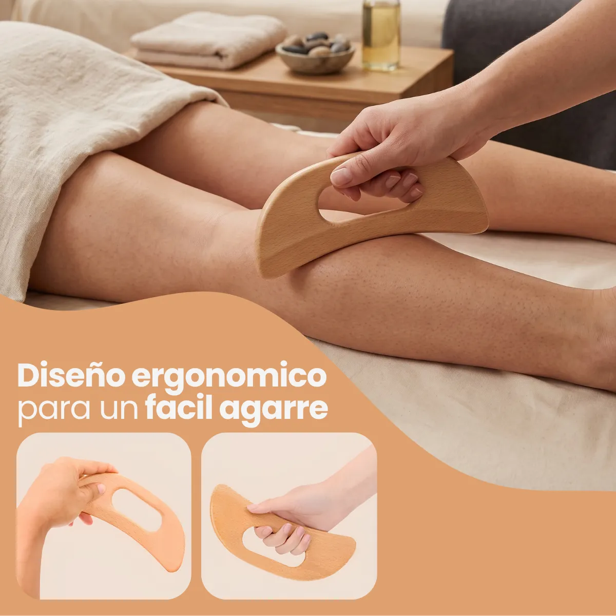 Raspador Masaje Corporal Gua Sha Masajeador Madera Piernas - Imagen 3