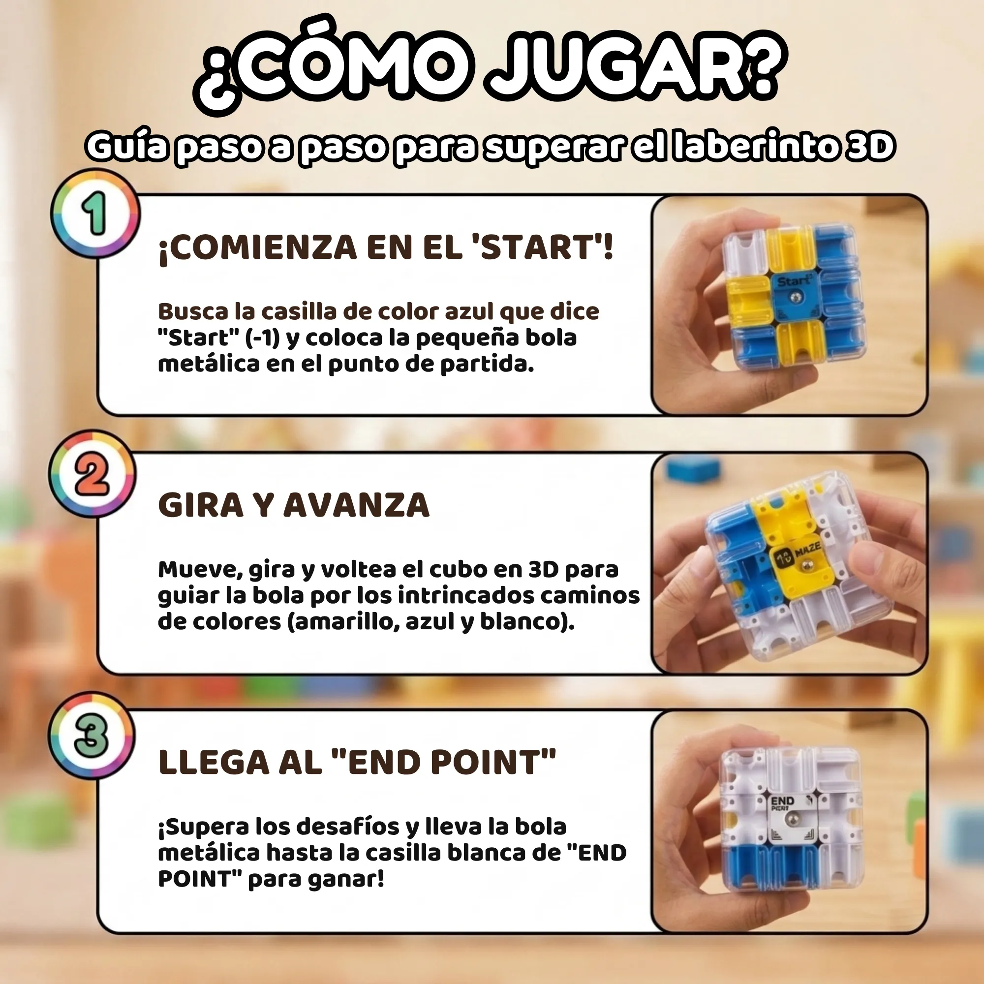 Cubo Mágico Laberinto 3D Juego de Ingenio Mental - Imagen 3