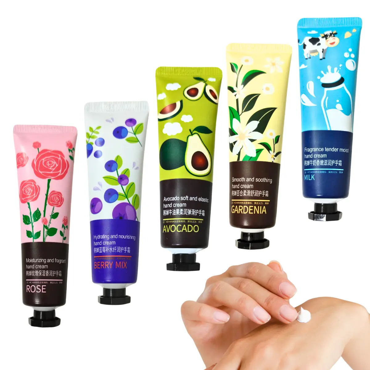 Crema Hidratante De Manos Fragancias Florales Y Frutales 5pz