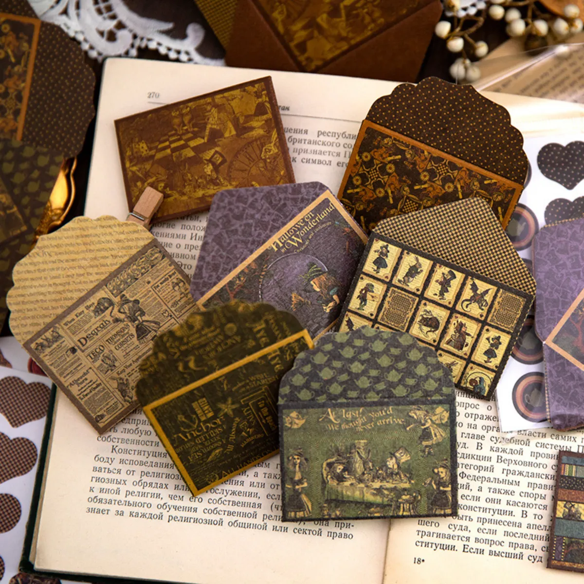 Set De Mini Sobres De Estilo Vintage Pegatinas De Sellado y pegatinas de sellado: 40 sobres a juego y 2 hojas de pegatinas de sellado - Imagen 4