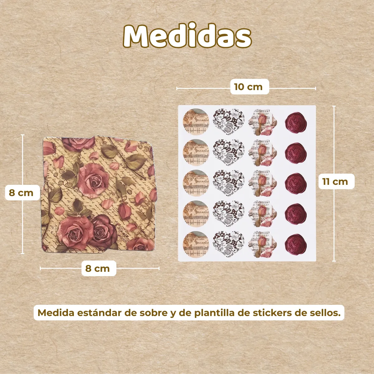 Set De Mini Sobres De Estilo Vintage Pegatinas De Sellado y pegatinas de sellado: 40 sobres a juego y 2 hojas de pegatinas de sellado - Imagen 5