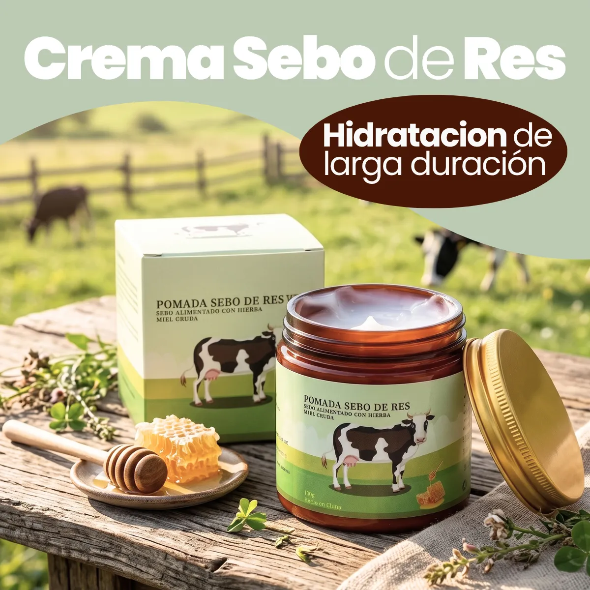 Bálsamo Facial Sebo Res Miel 120g Hidratante Cicatrizante - Imagen 2
