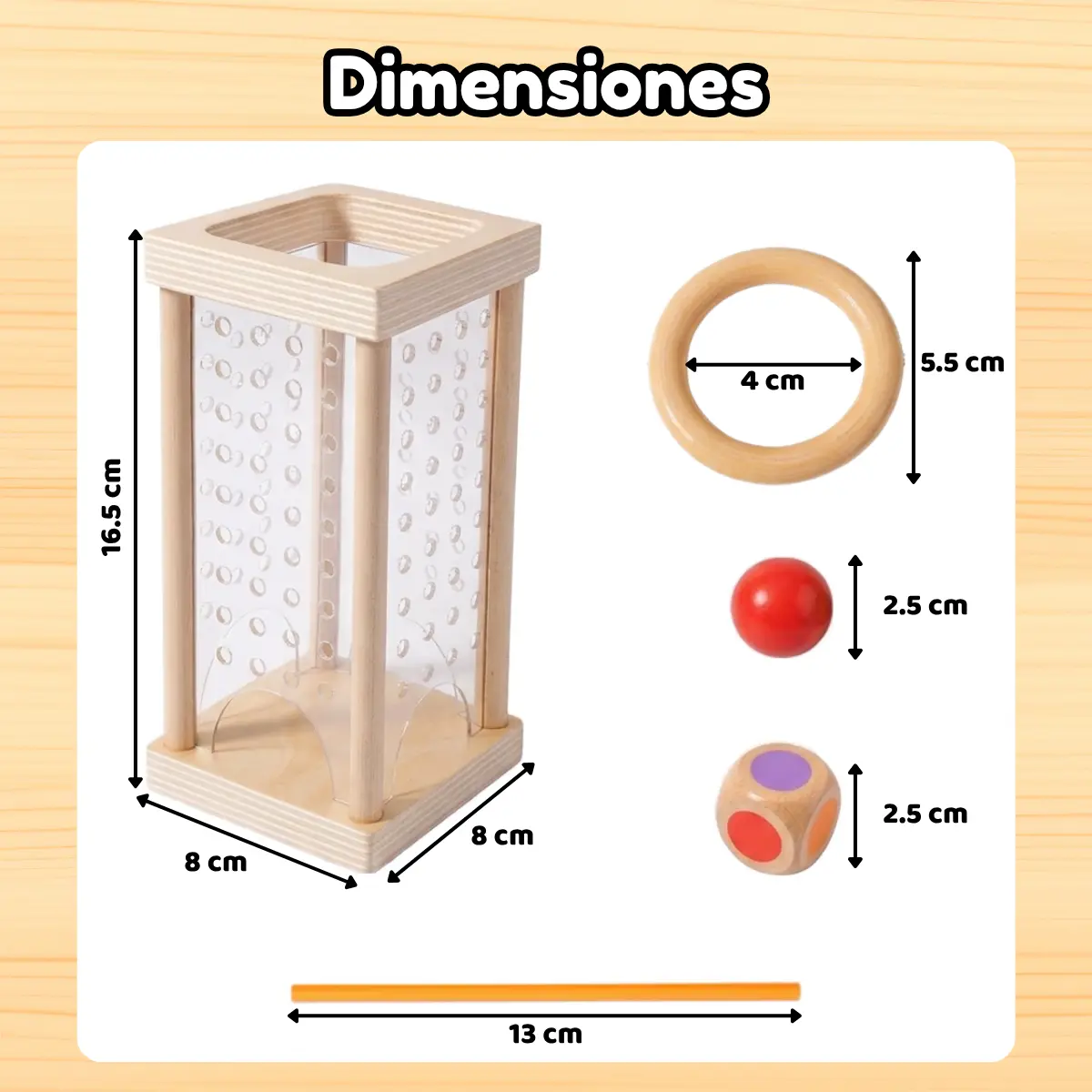 Juego Mesa Madera Montessori Equilibrio Torre Palitos 2en1 - Imagen 4