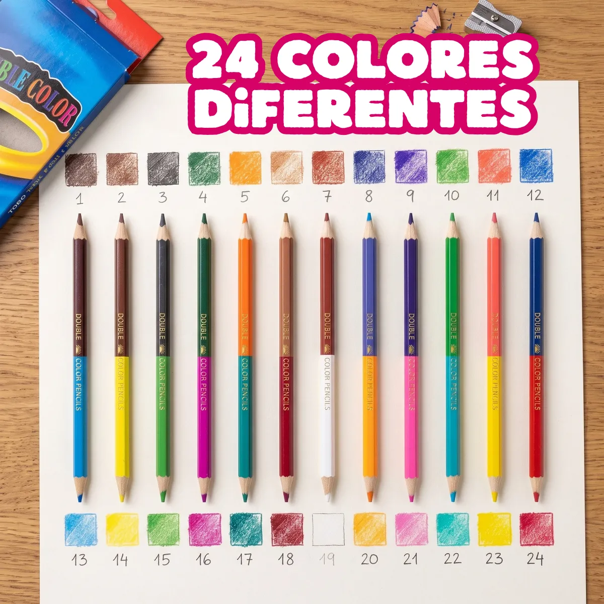Lápices Colores Doble Punta Madera Escolares Dibujo 12pzs - Imagen 7