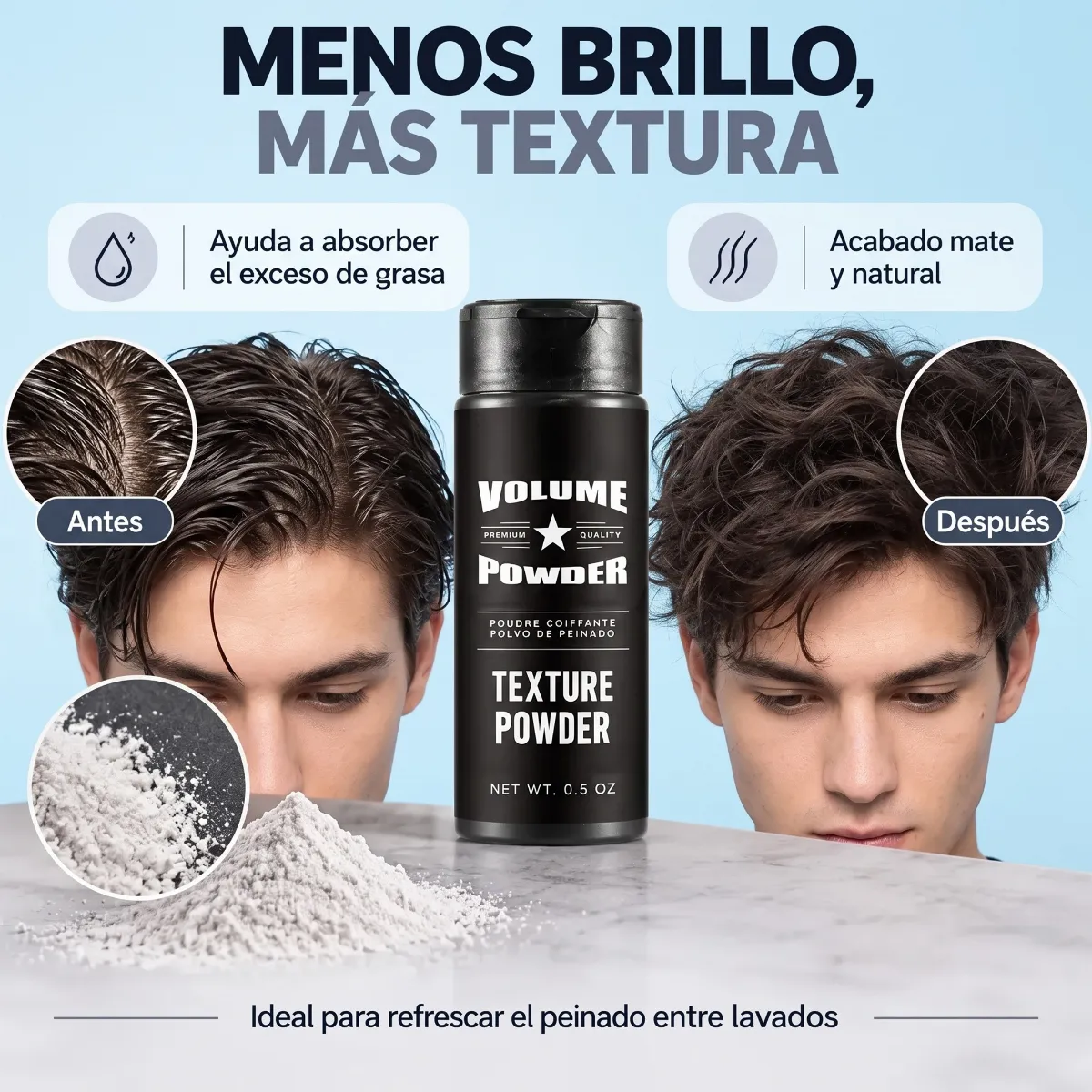 Polvo Volumen Texturizante Fijación Peinado Cabello 15g Hair - Imagen 6