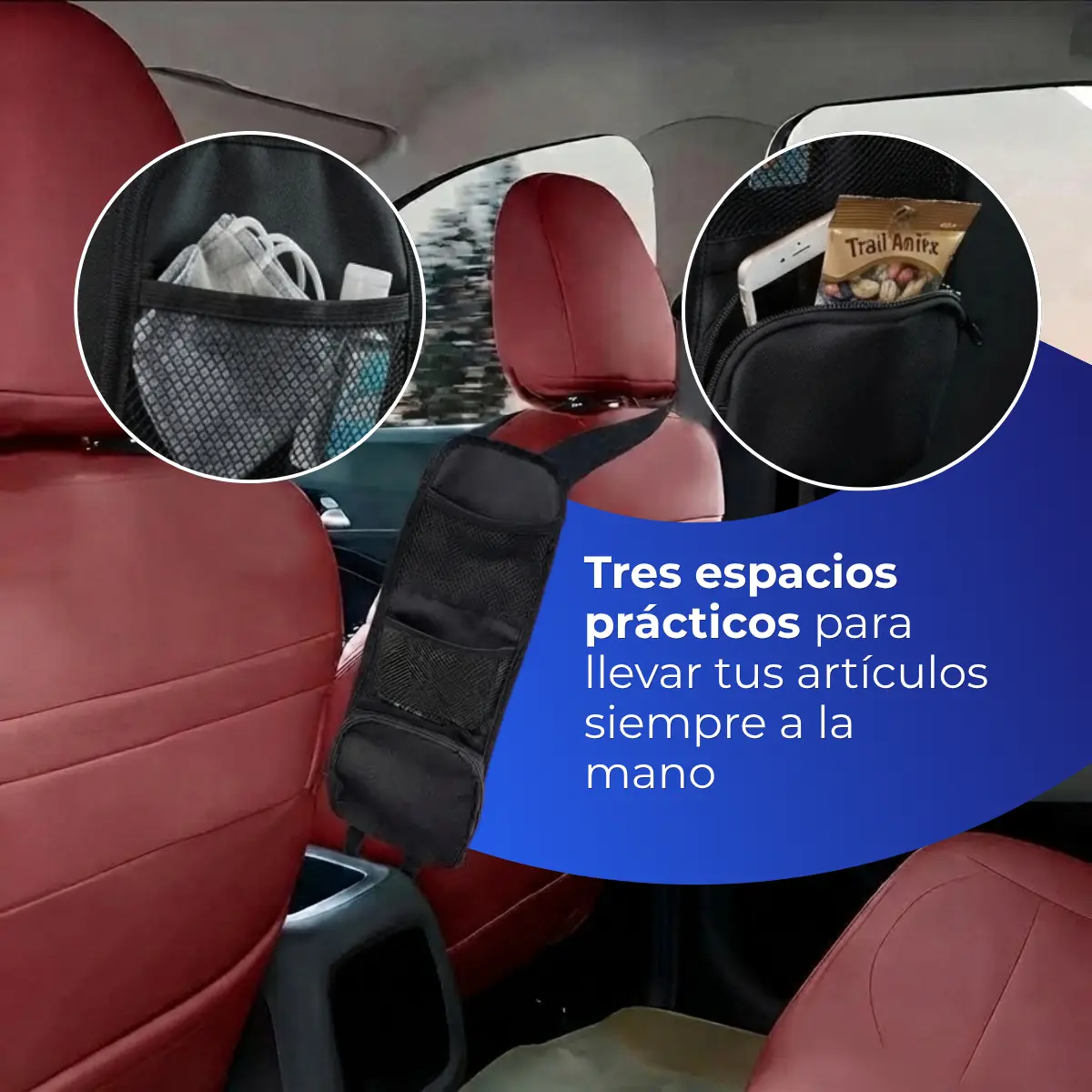 Bolsa organizadora lateral para asiento de auto - Imagen 2