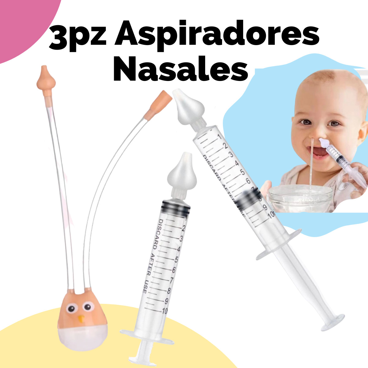 Aspirador Nasal Para Bebe Succión Saca Mocos 2pz - Universo En Línea