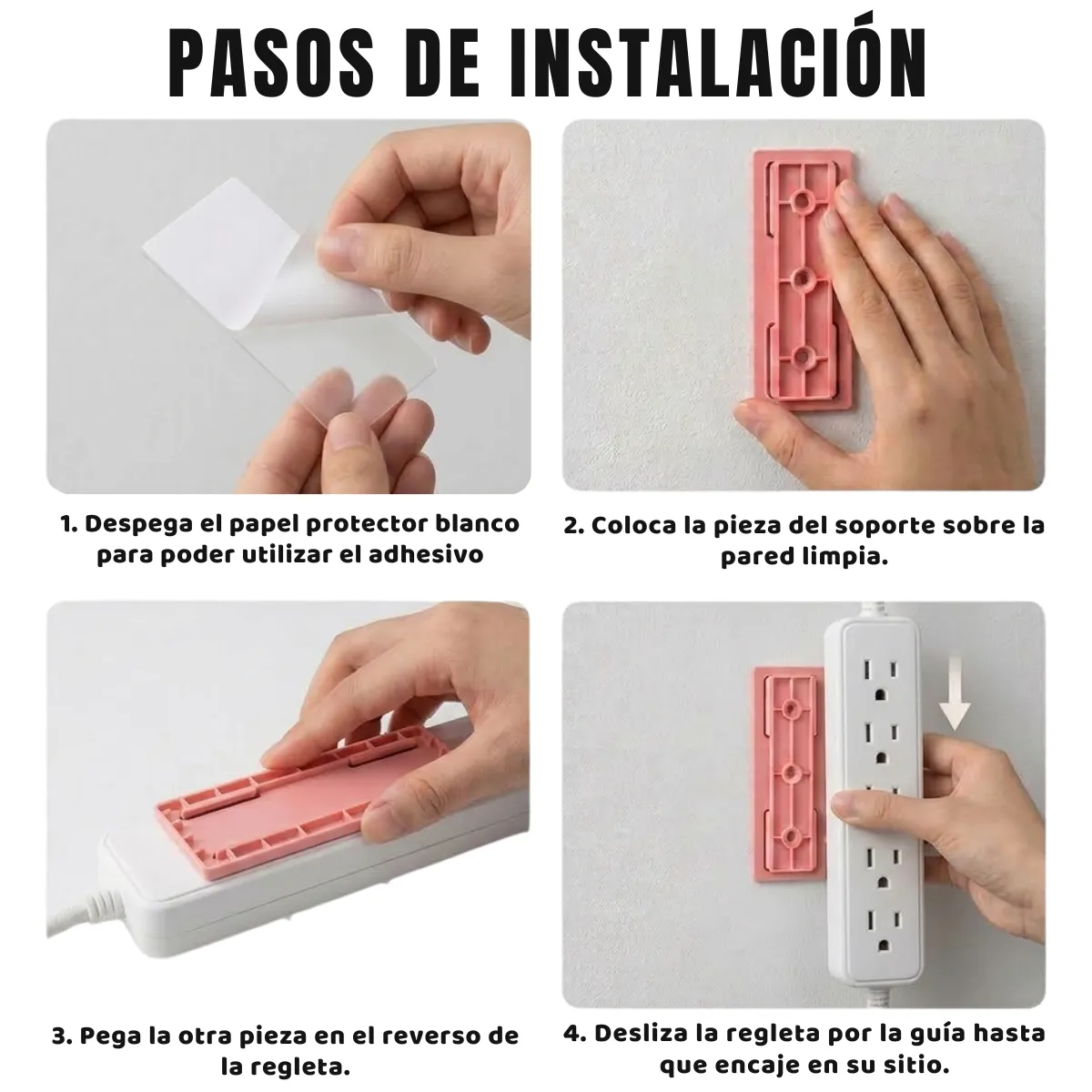 Soporte para Multicontacto Adhesivo Organizador 3 Pz - Imagen 4