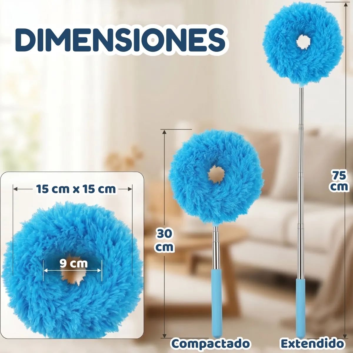 Plumero para Ventilador: Limpiador Extensible de Microfibra - Imagen 3
