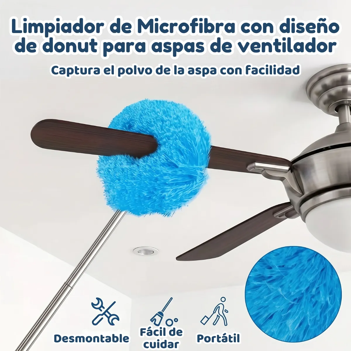 Plumero para Ventilador: Limpiador Extensible de Microfibra - Imagen 5