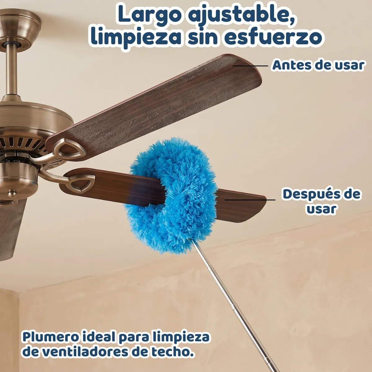 Plumero para Ventilador: Limpiador Extensible de Microfibra - Imagen 6