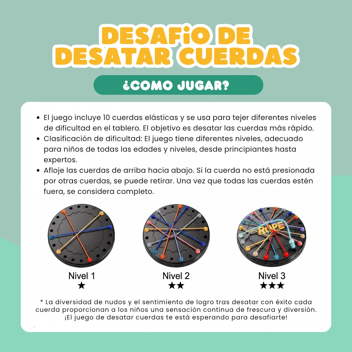Juego Mesa Desenredar Cuerdas Puzle Educativo Estrategia - Imagen 7