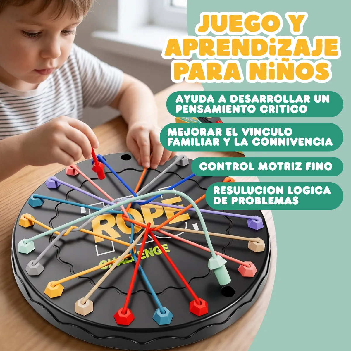 Juego Mesa Desenredar Cuerdas Puzle Educativo Estrategia - Imagen 3