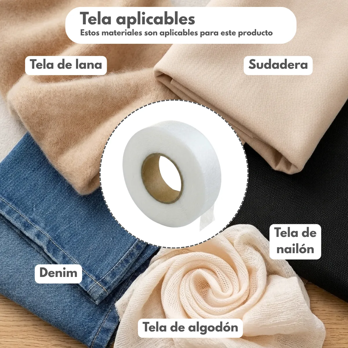 Kit 5 Rollos Cinta para Dobladillo para Planchar + Tijeras portátiles - Imagen 4