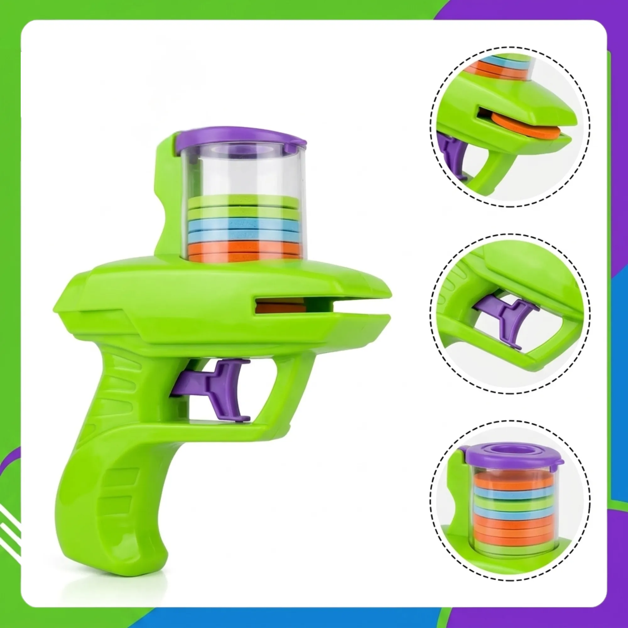 Pistola Juguete Lanzadora de Discos de Espuma Automática 1pz - Imagen 9