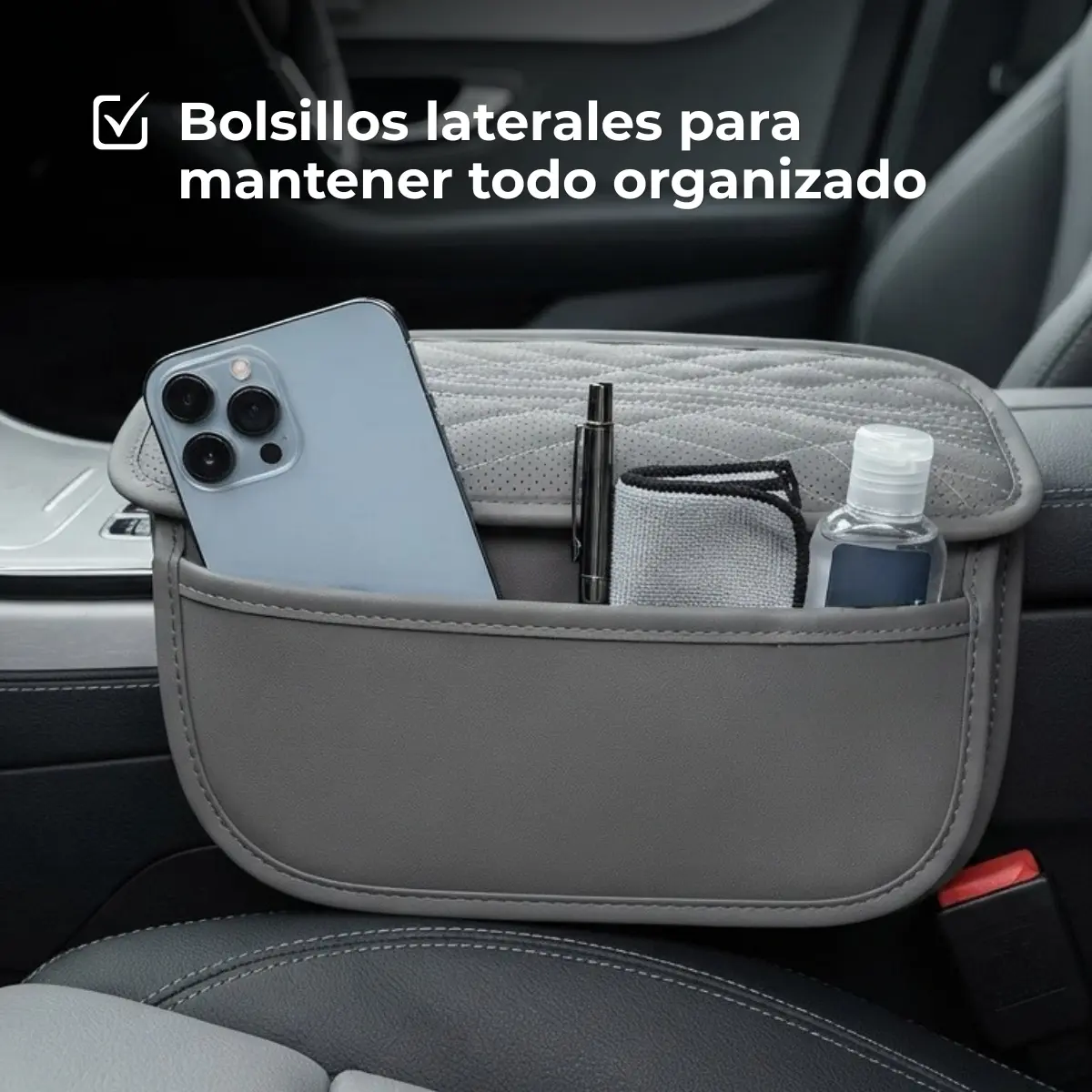 Apoyabrazos para Coche con Cojín Acolchado y Bolsillos de Almacenamiento - Imagen 3