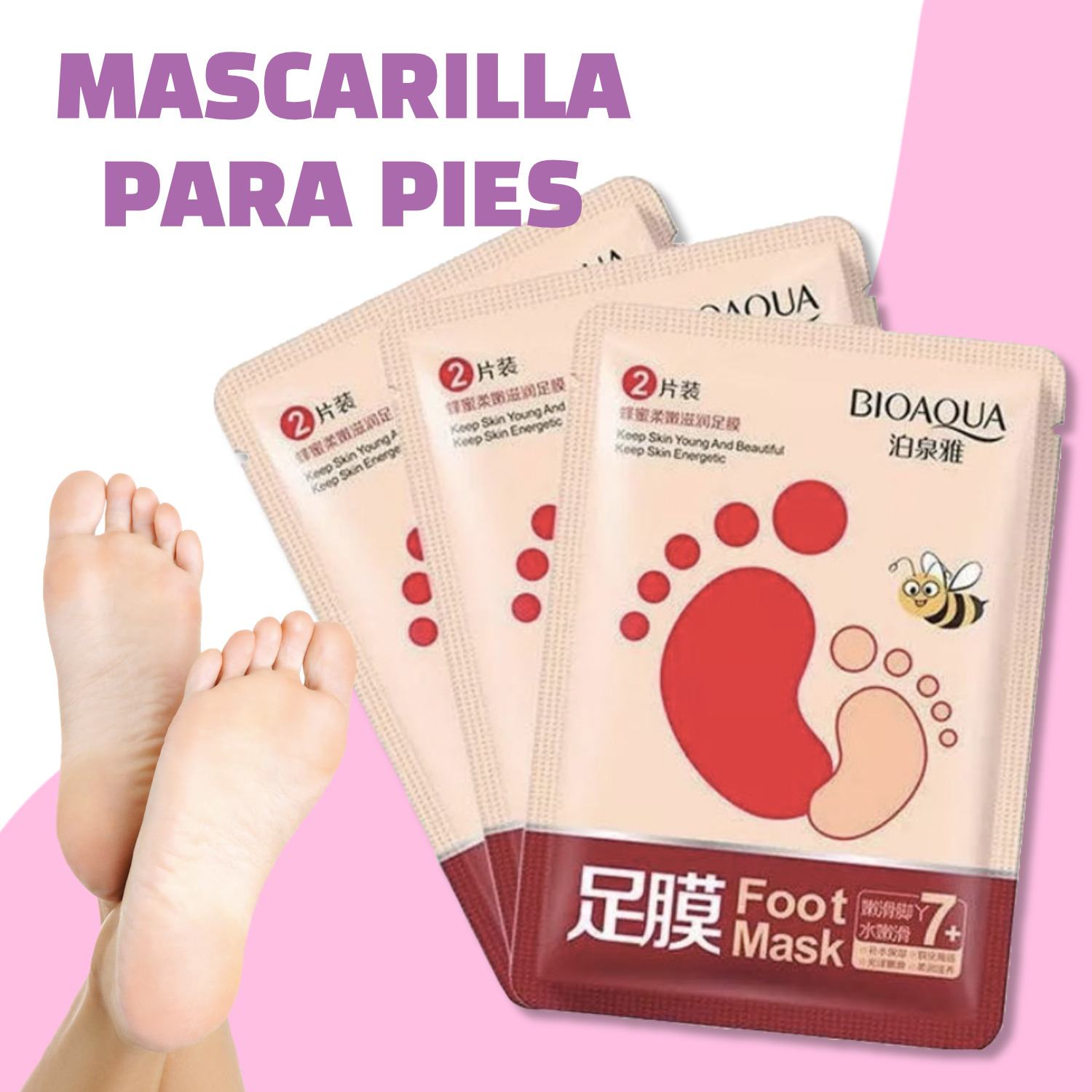BIOAQUA Mascarilla Exfoliante para Pies Spa Hidratación