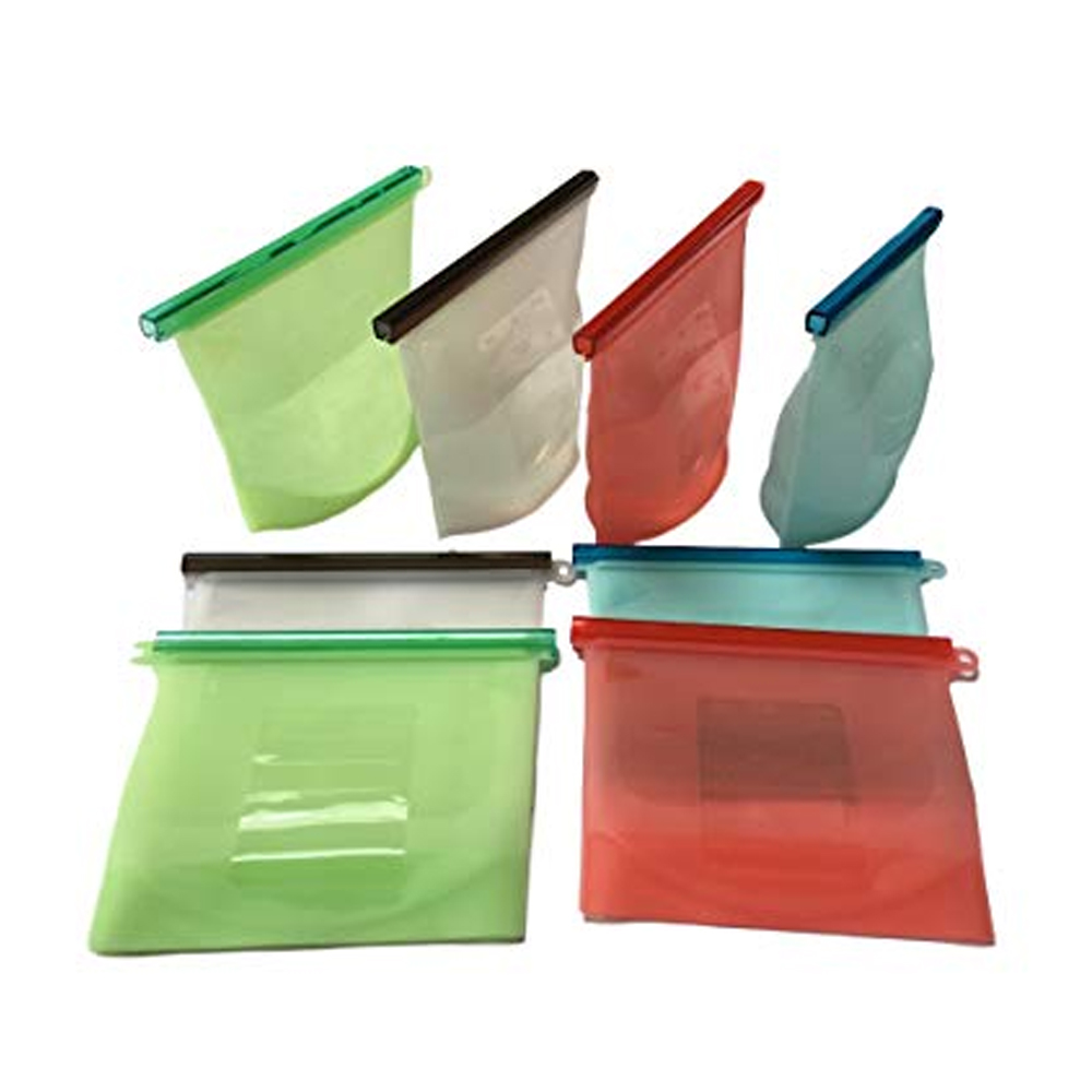 Bolsas de silicona reutilizables para alimentos con 100% a prueba de fugas,  100% sostenibles, cero plástico, bolsas de silicona aptas para microondas
