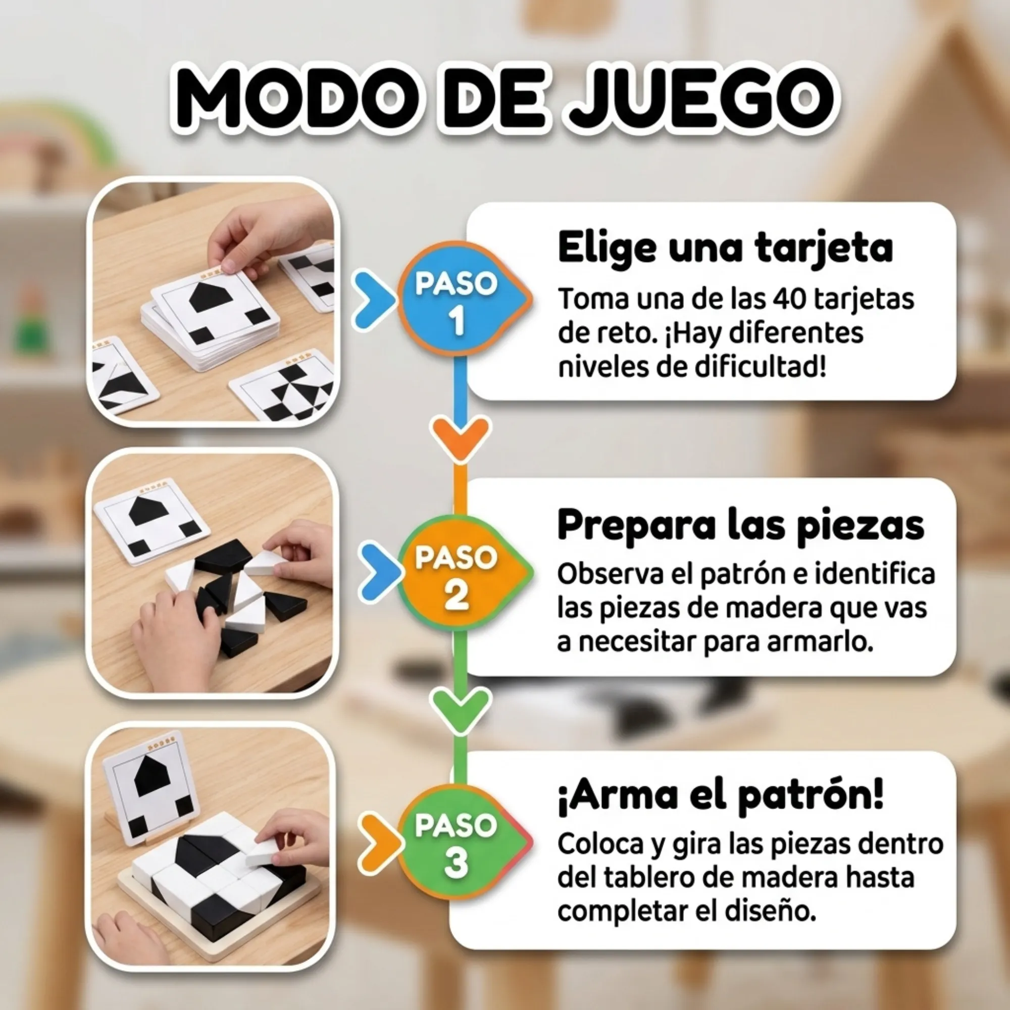 Rompecabezas Bloques Ocultos de Madera Juego Lógico - Imagen 3