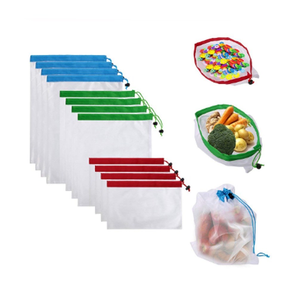 Paquete Bolsa Portátil Ecológica y Reutilizable Multiusos Supermercado 12pz