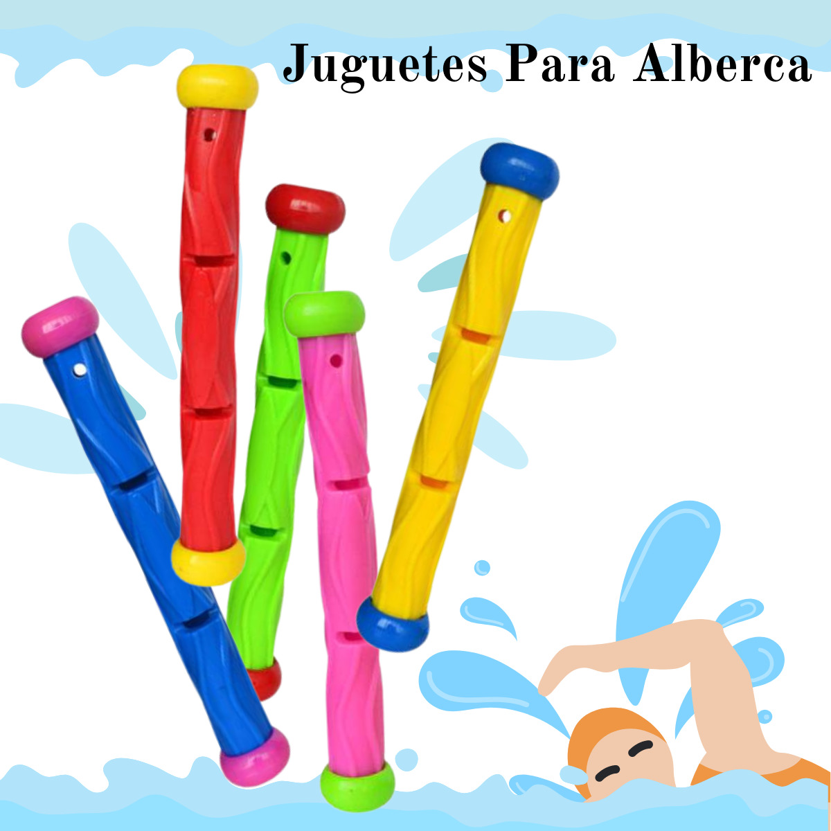 Juguetes Para Alberca Set Bastones Acuáticos Buceo Piscina