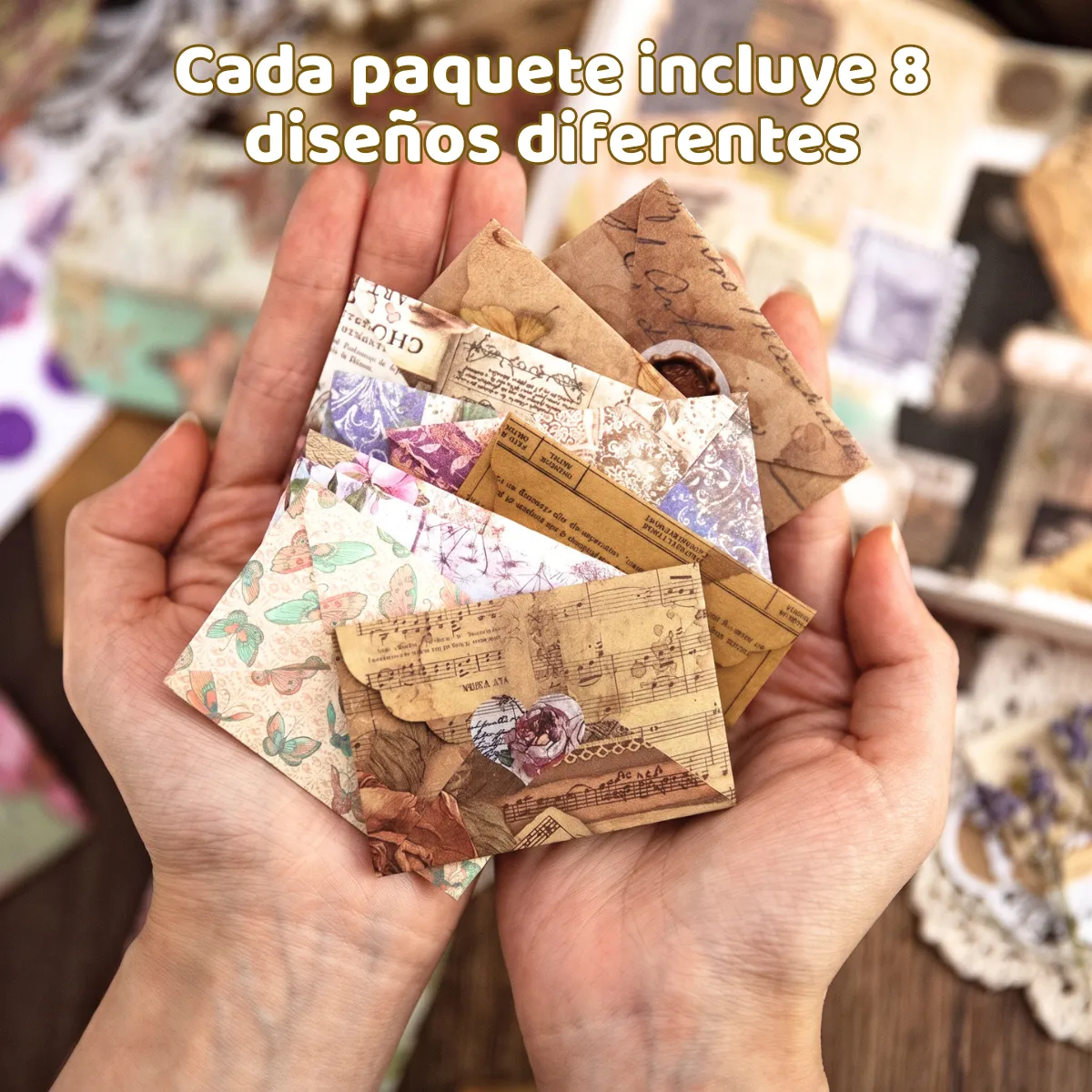 Set De Mini Sobres De Estilo Vintage Pegatinas De Sellado y pegatinas de sellado: 40 sobres a juego y 2 hojas de pegatinas de sellado - Imagen 6