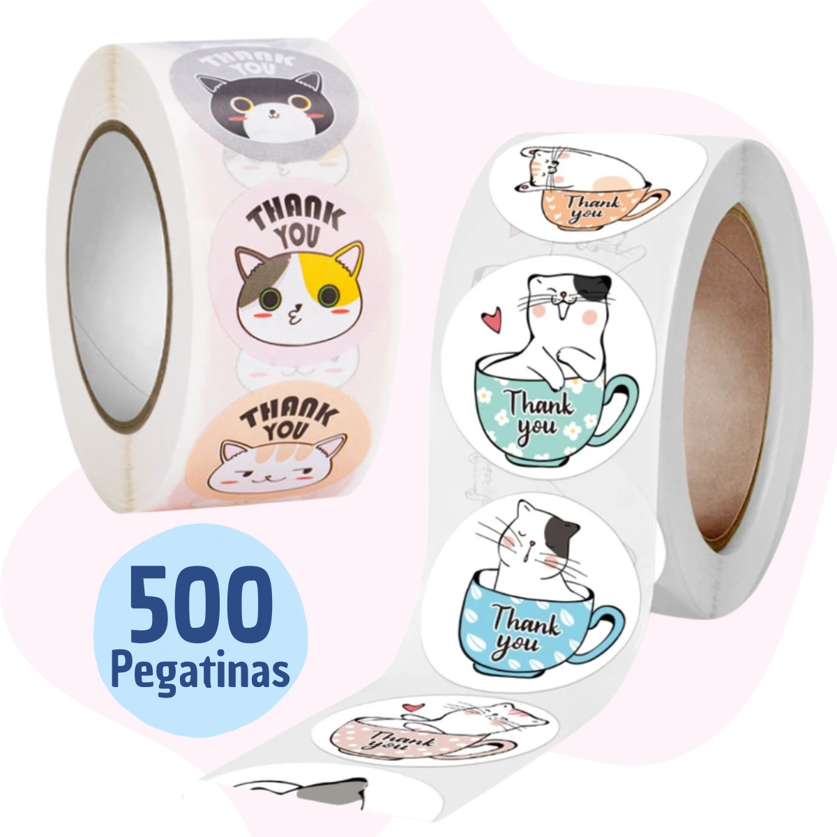 Pegatinas Circulares Gato De Agradecimiento Sticker Gatitos