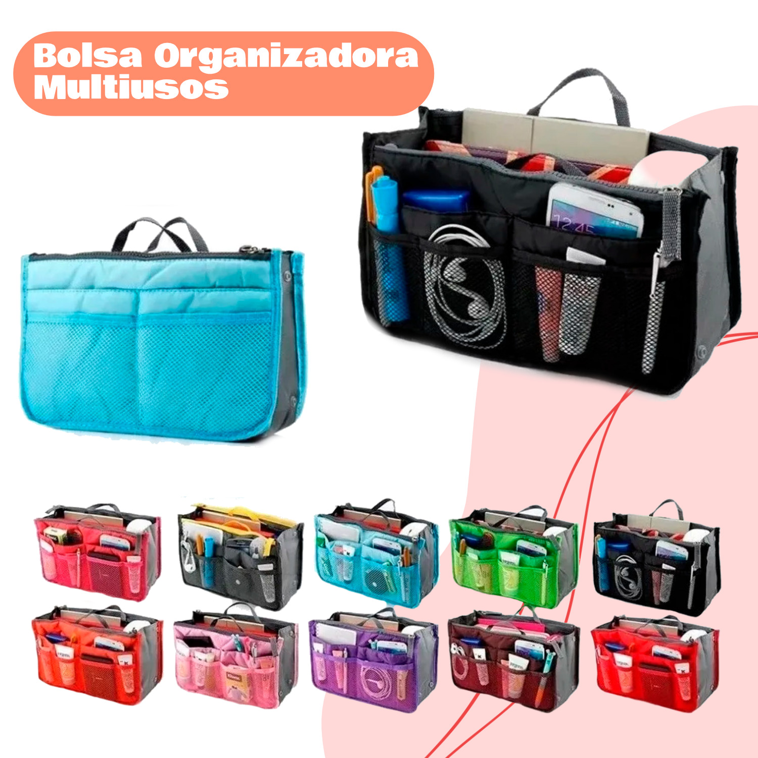 Bolsa Organizadora Multiusos Bolso Mochila, Variedad Colores