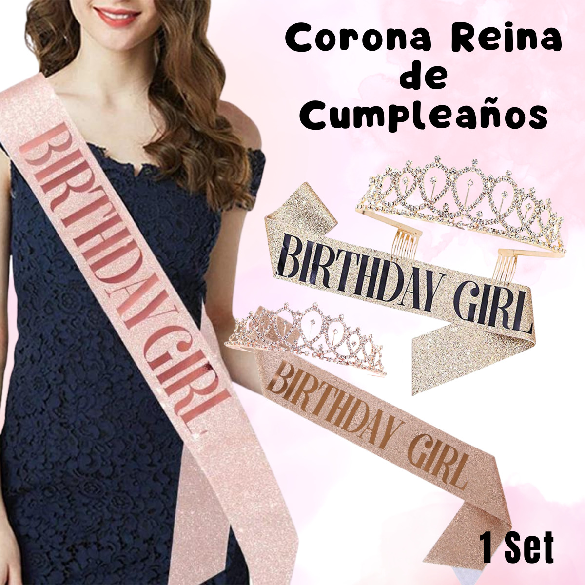 Corona Reina Metalica Banda Cumpleaños Fiesta Glitter
