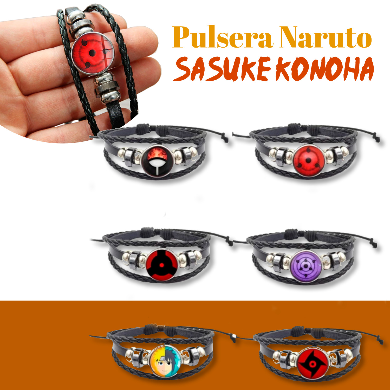 Pulsera Naruto Sasuke Konoha Brazalete Sharingan Uchiha