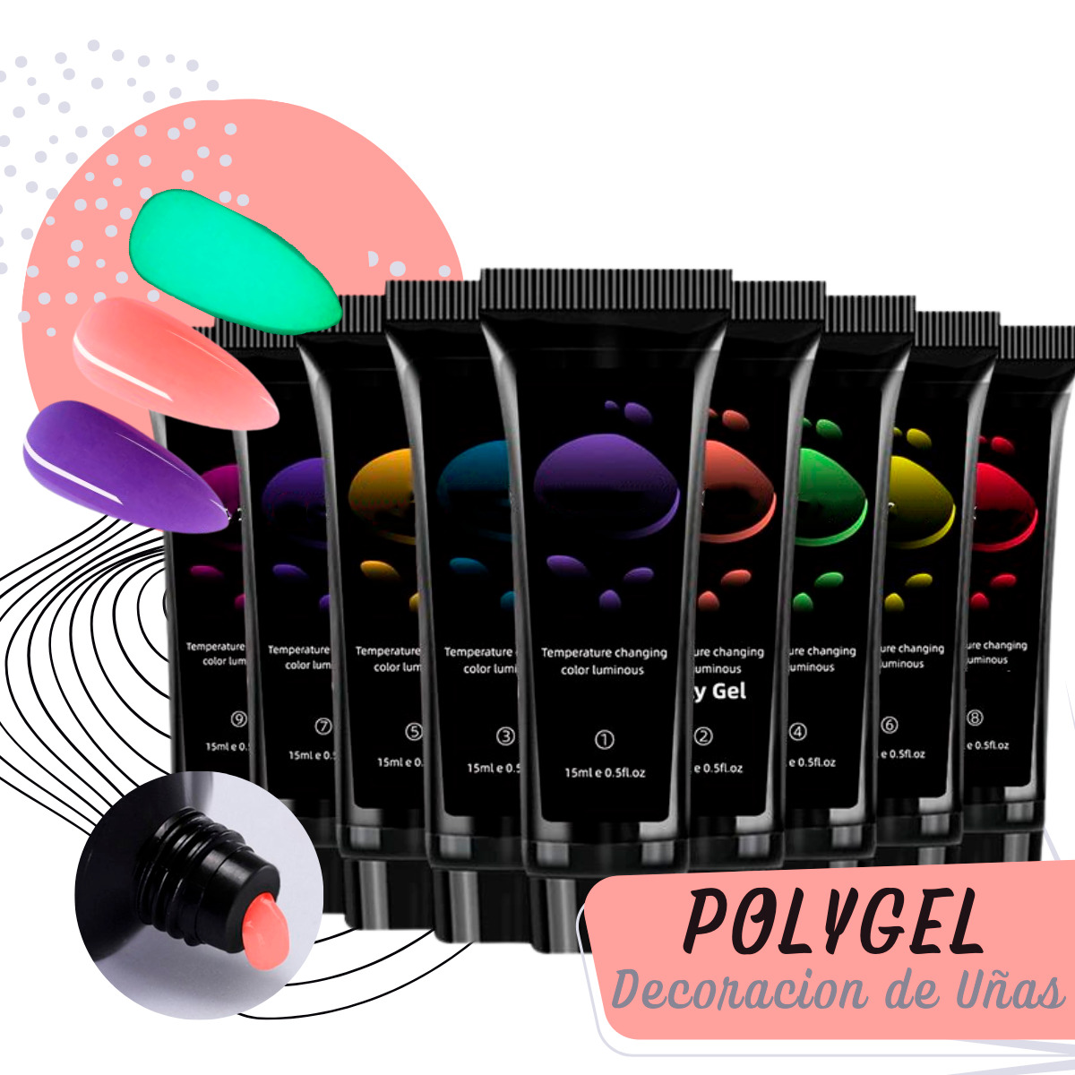 Polygel Decoración Uñas Cambio Color Manicure Temperatura